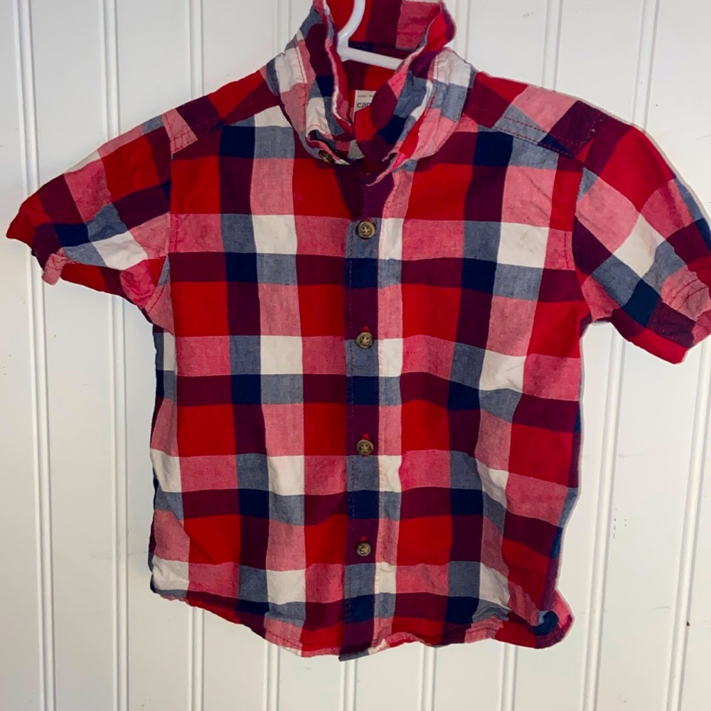 Carters 18 months boys red white & blue plaid shirt